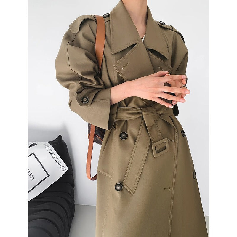Old British Double-breasted Mid-length Trench Coat
