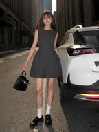 Sleeveless Fitted Waist Vest Dress
