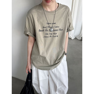 Minimalist Letter Print T-Shirt for Women | Loose Fit Casual Tee - PAINEVIDA