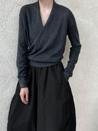 Cross-front Placket Soft Wool Sweater