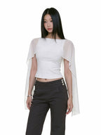 Sexy Off Shoulder Mesh Cape Cami for Women | Summer Slim Fit Top