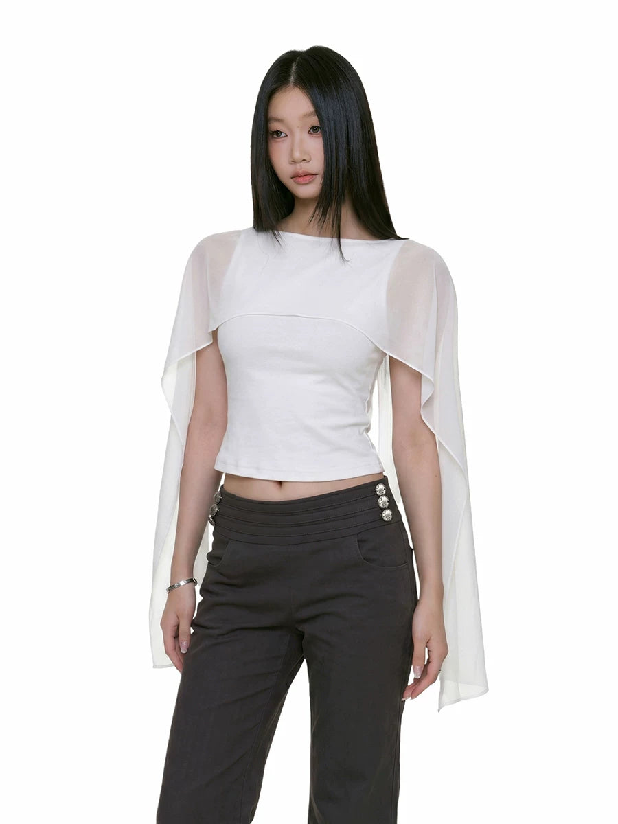 Sexy Off Shoulder Mesh Cape Cami for Women | Summer Slim Fit Top