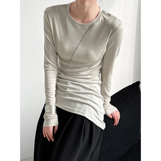 Asymmetric Draped Long Sleeve Top - PAINEVIDA