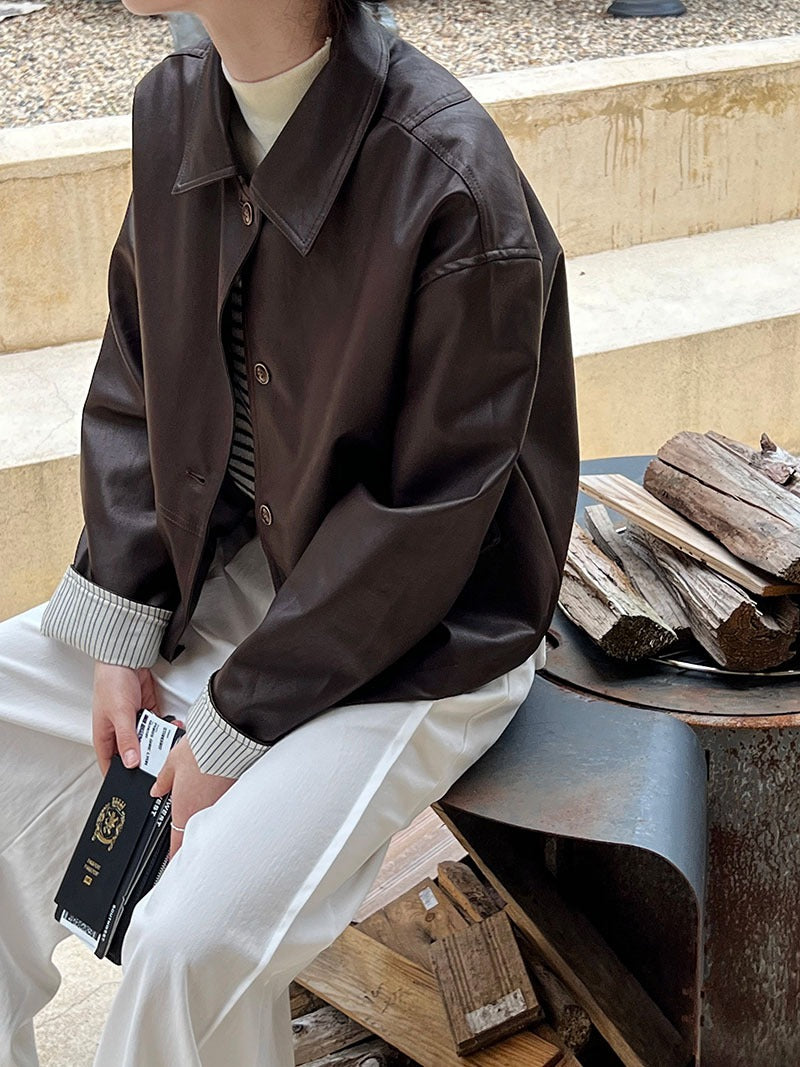 Retro PU Leather High-end Motorcycle Jacket