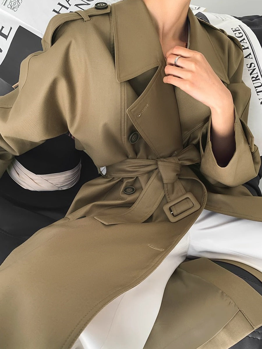 Old British Double-breasted Mid-length Trench Coat