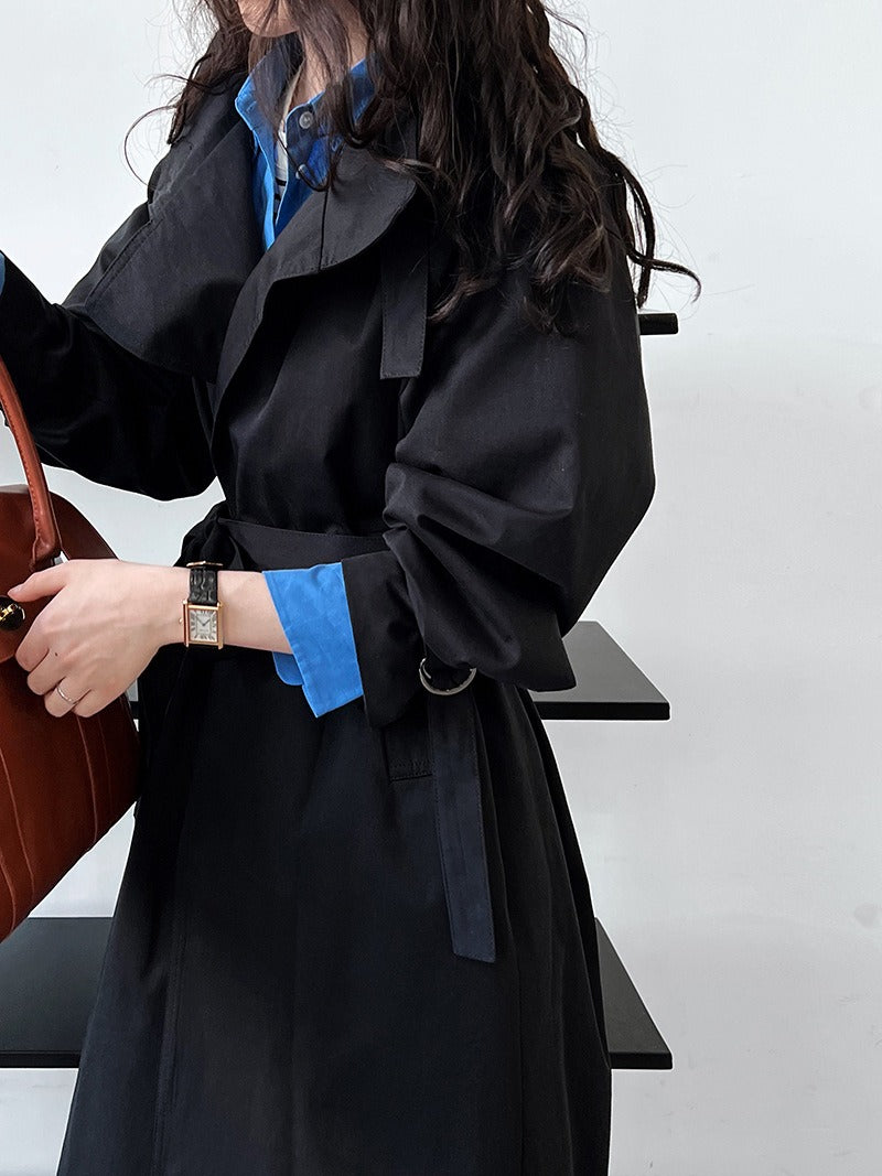 British Minimalist Knee-length Trench Coat