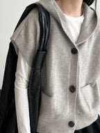 Loose Hooded Knitted Layered Cropped Vest