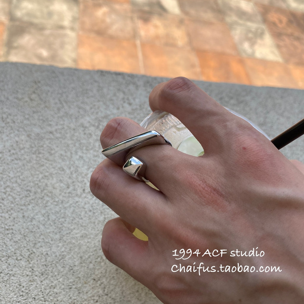 Interlocking Open Ring | Adjustable Silver Statement Ring