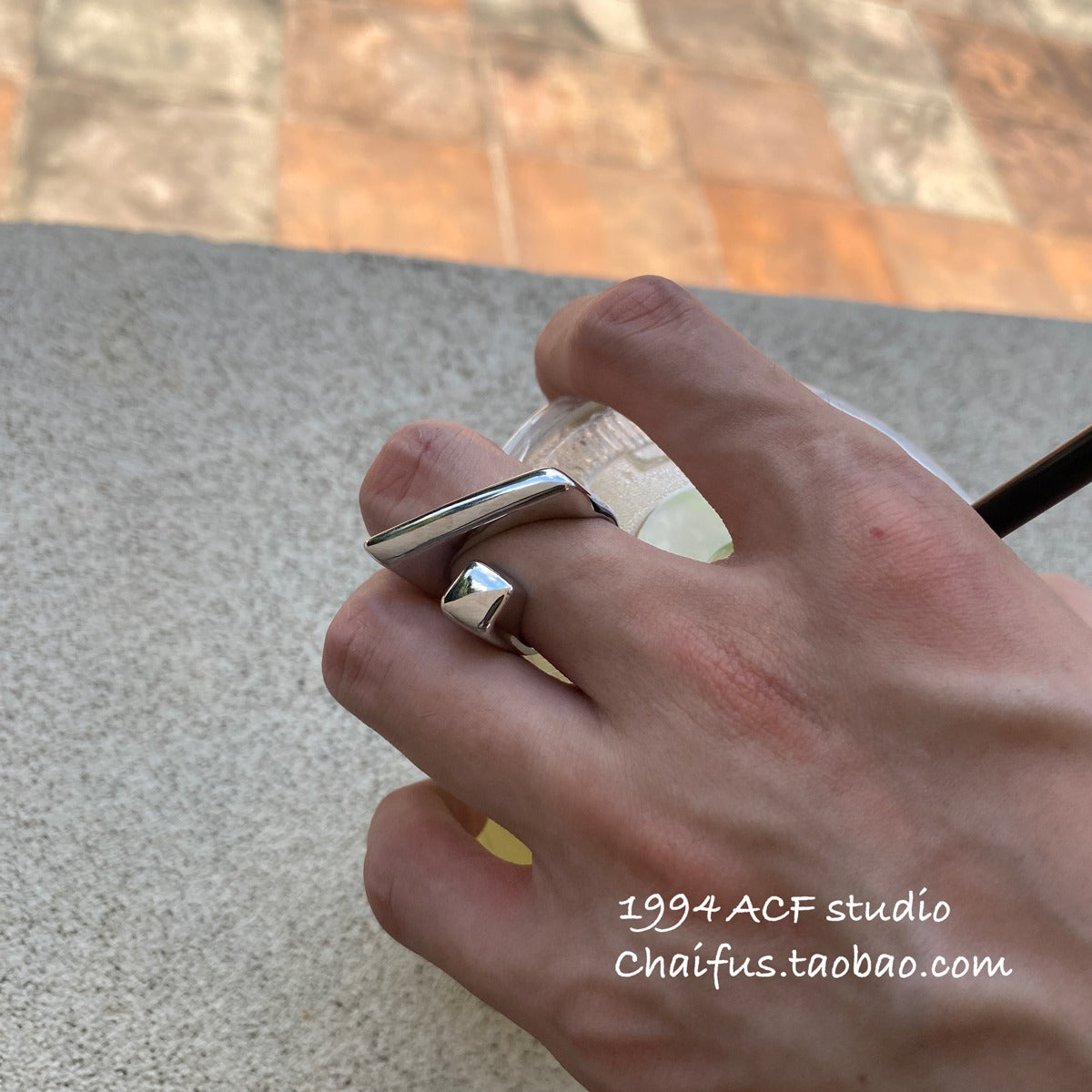 Interlocking Open Ring | Adjustable Silver Statement Ring