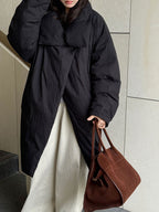 White Duck Down Stand Collar Warm Long Jacket