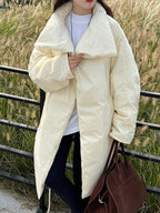 White Duck Down Stand Collar Warm Long Jacket