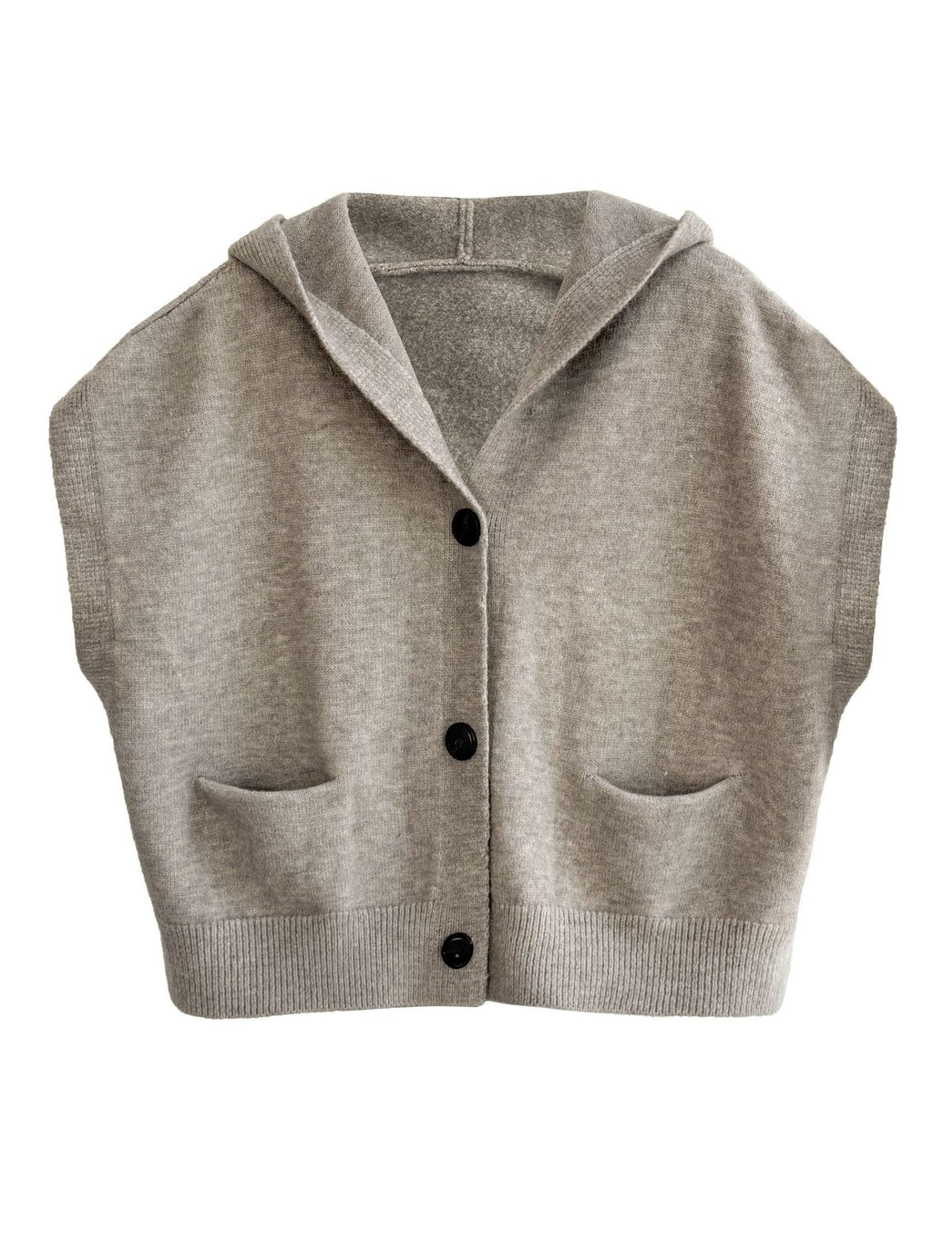 Loose Hooded Knitted Layered Cropped Vest