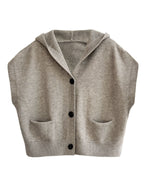 Loose Hooded Knitted Layered Cropped Vest