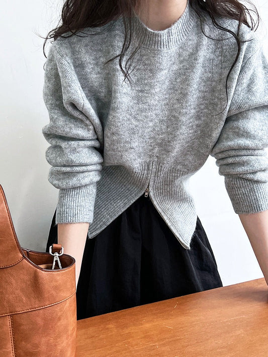 Short Zipper Pullover Sweater - PAINEVIDA