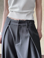 Lace-paneled Wide-leg Suit Pants