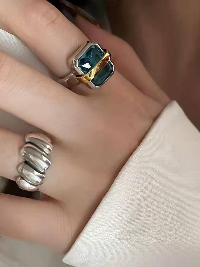 Minimalist Green Moonstone Rings Accessories 2 Sets by painevida