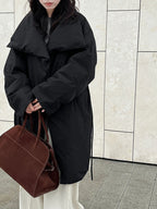 White Duck Down Stand Collar Warm Long Jacket