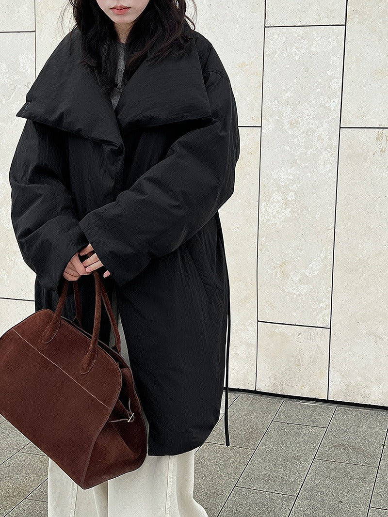 White Duck Down Stand Collar Warm Long Jacket