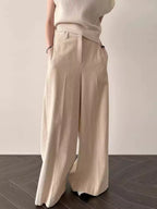 Simple Corduroy High Waist Casual Wide Leg Pants by painevida
