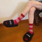 Fold Striped Lantern Cotton Socks by painevida