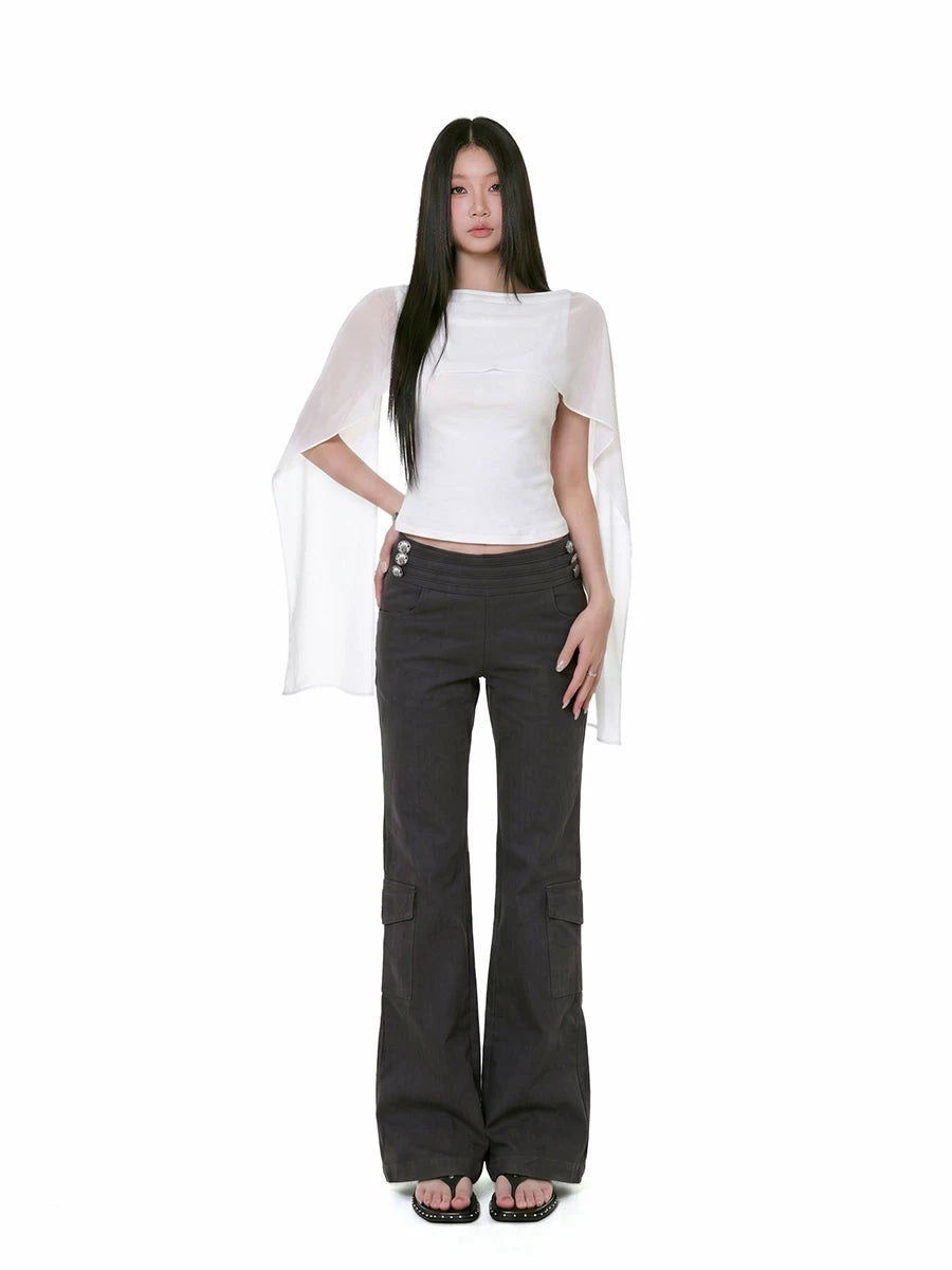 Sexy Off Shoulder Mesh Cape Cami for Women | Summer Slim Fit Top