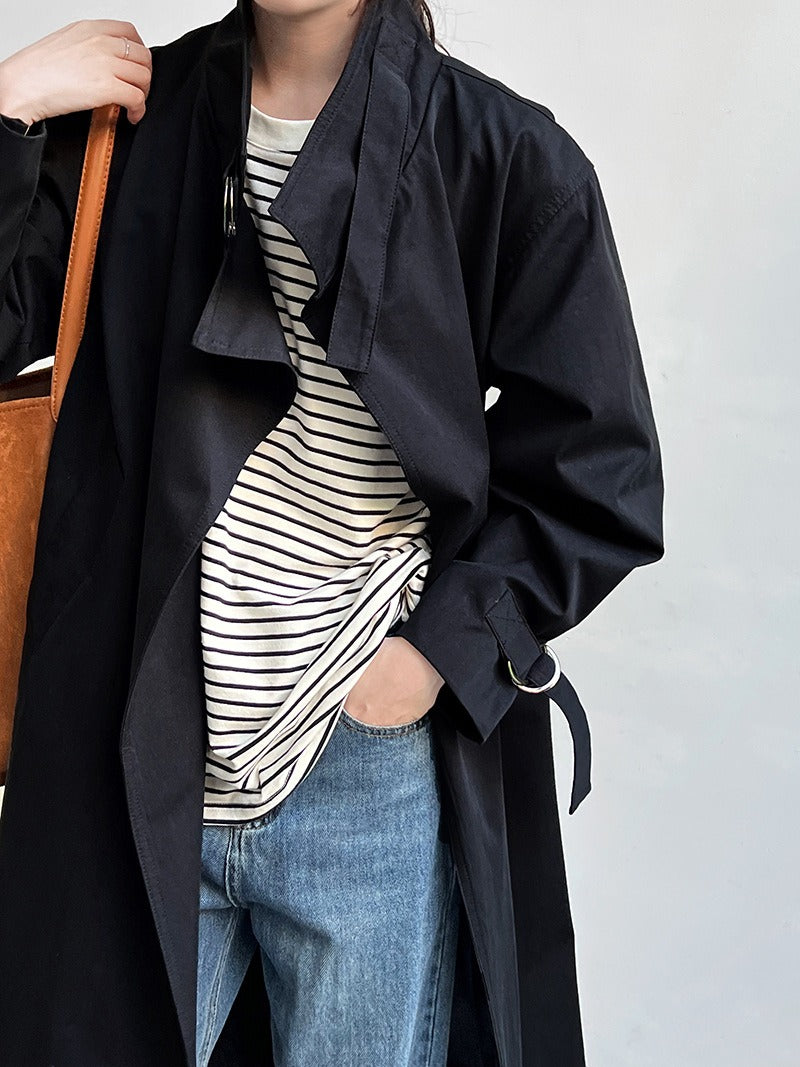 British Minimalist Knee-length Trench Coat