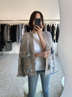 Vintage V-Neck Fringed Frayed Mélange Knit Cardigan by painevida