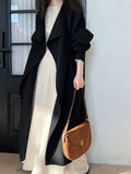 Knee-length Drawstring Linen Windbreaker