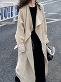 Knee-length Drawstring Linen Windbreaker