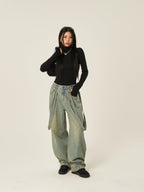 Vintage Loose Wide-Leg Straight-Leg Jeans by painevida