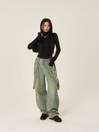 Vintage Loose Wide-Leg Straight-Leg Jeans