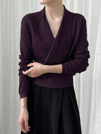 Cross-front Placket Soft Wool Sweater