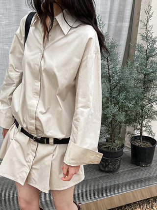 Polo Collar Slim Shirt Dress by painevida