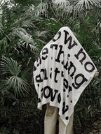 Black and White Letters Casual Coral Flannel Blanket