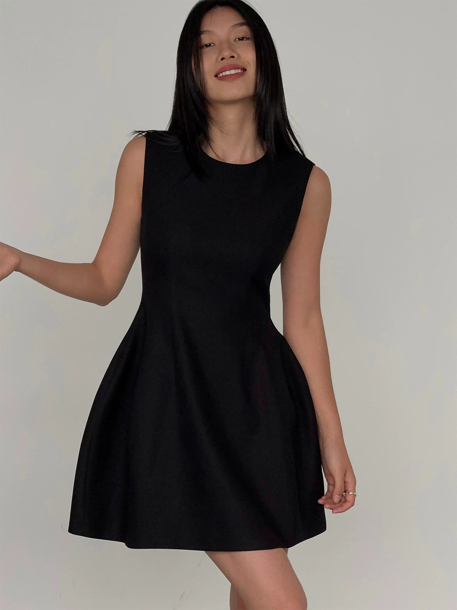 Sleeveless Fitted Waist Vest Dress