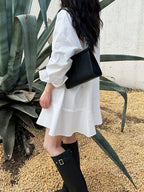 Simple Casual Hem Fishtail Shirt Dress