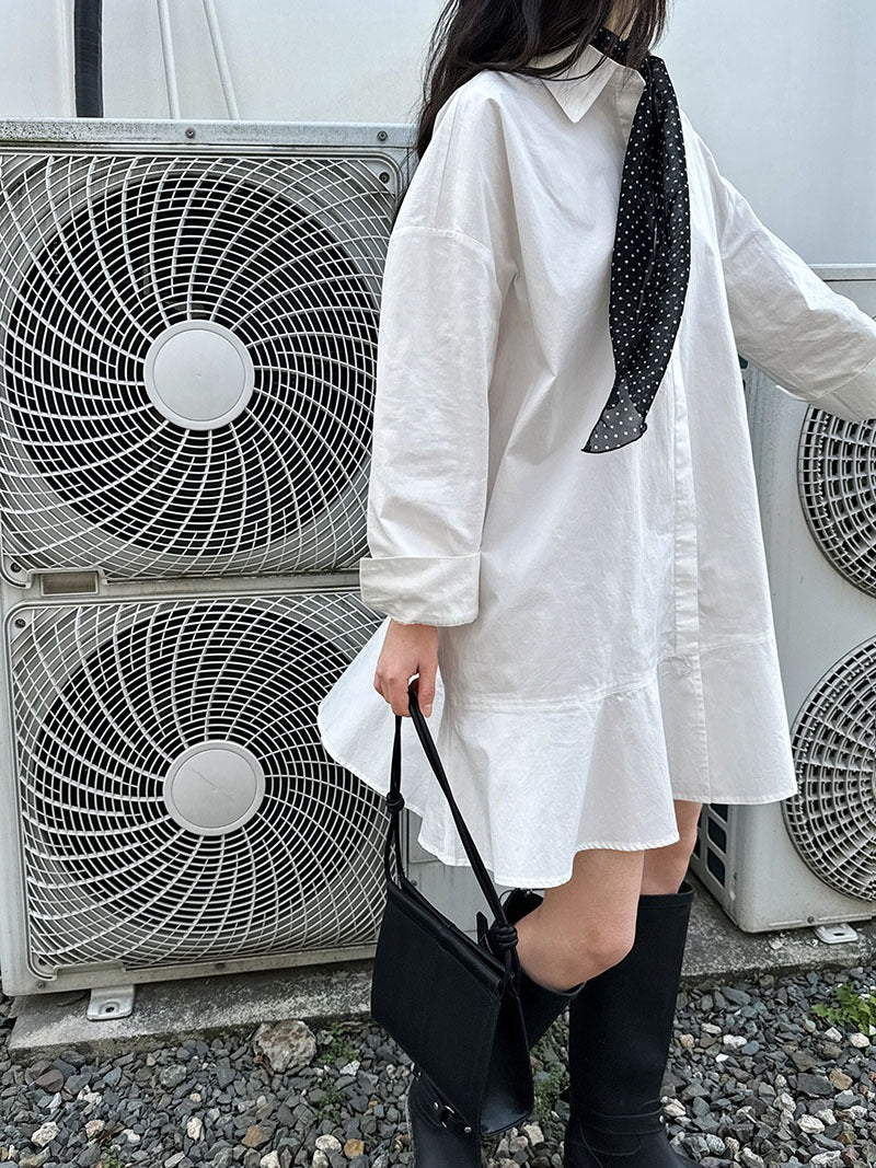Simple Casual Hem Fishtail Shirt Dress