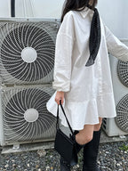 Simple Casual Hem Fishtail Shirt Dress