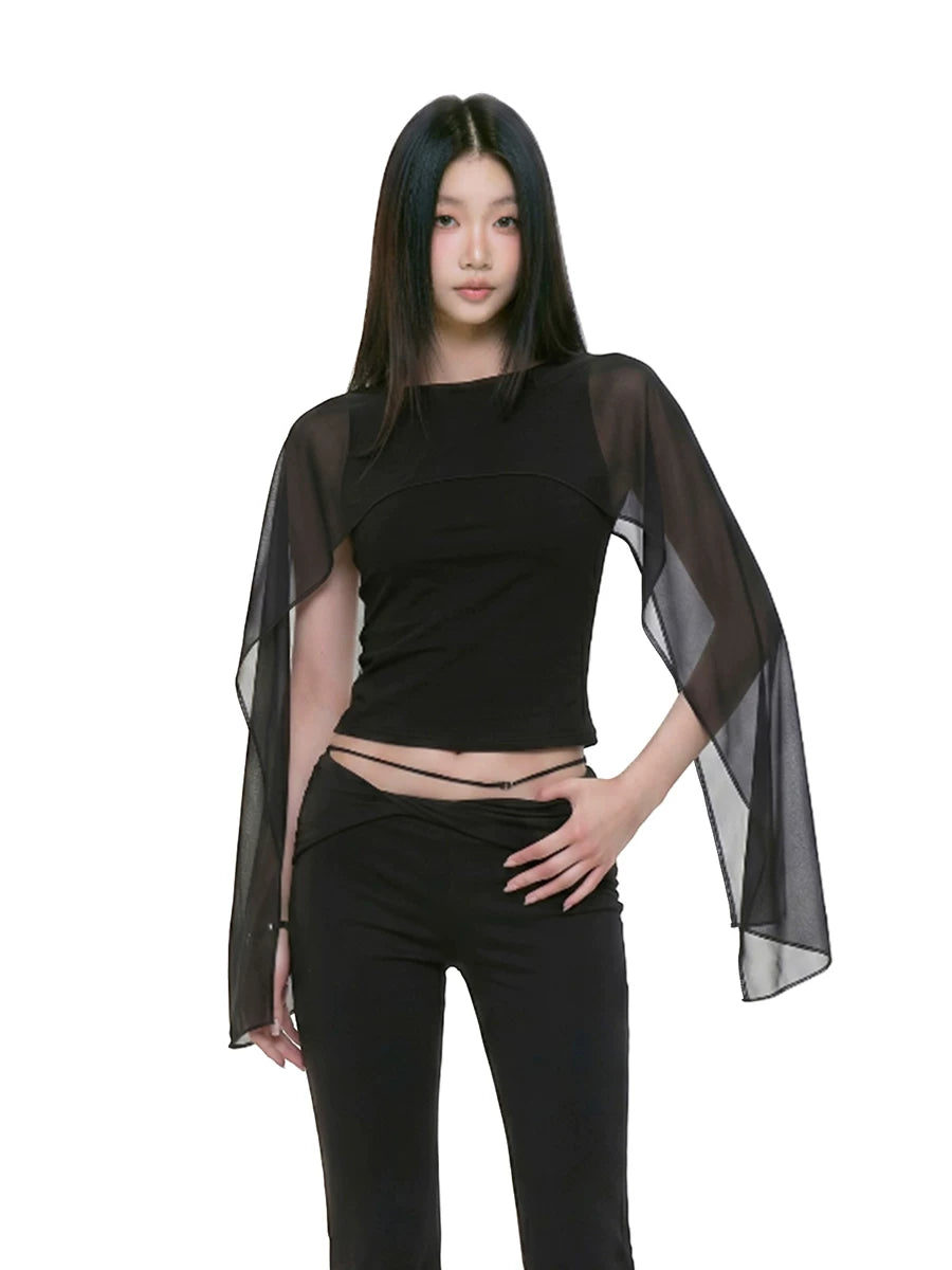 Sexy Off Shoulder Mesh Cape Cami for Women | Summer Slim Fit Top