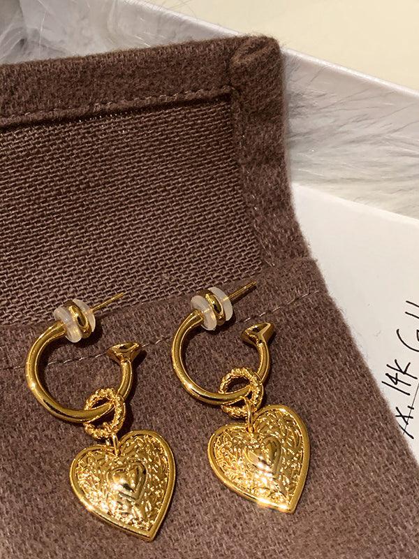 French Retro Heart Earrings