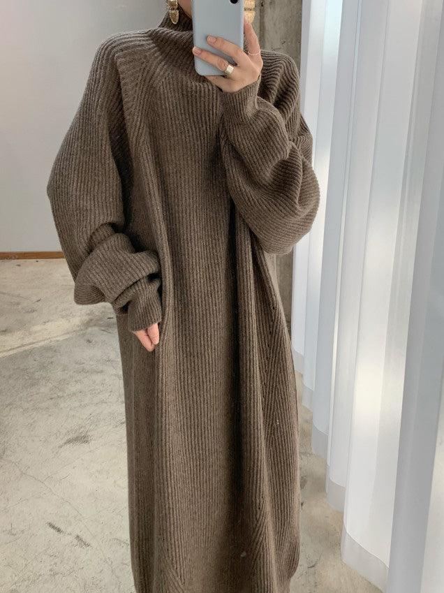 High Neck Knit Maxi Dress - Casual Long Sleeve Sweater Dress | PAINEVIDA High Neck Knit Maxi Dress - Casual Long Sleeve Sweater Dress | PAINEVIDA