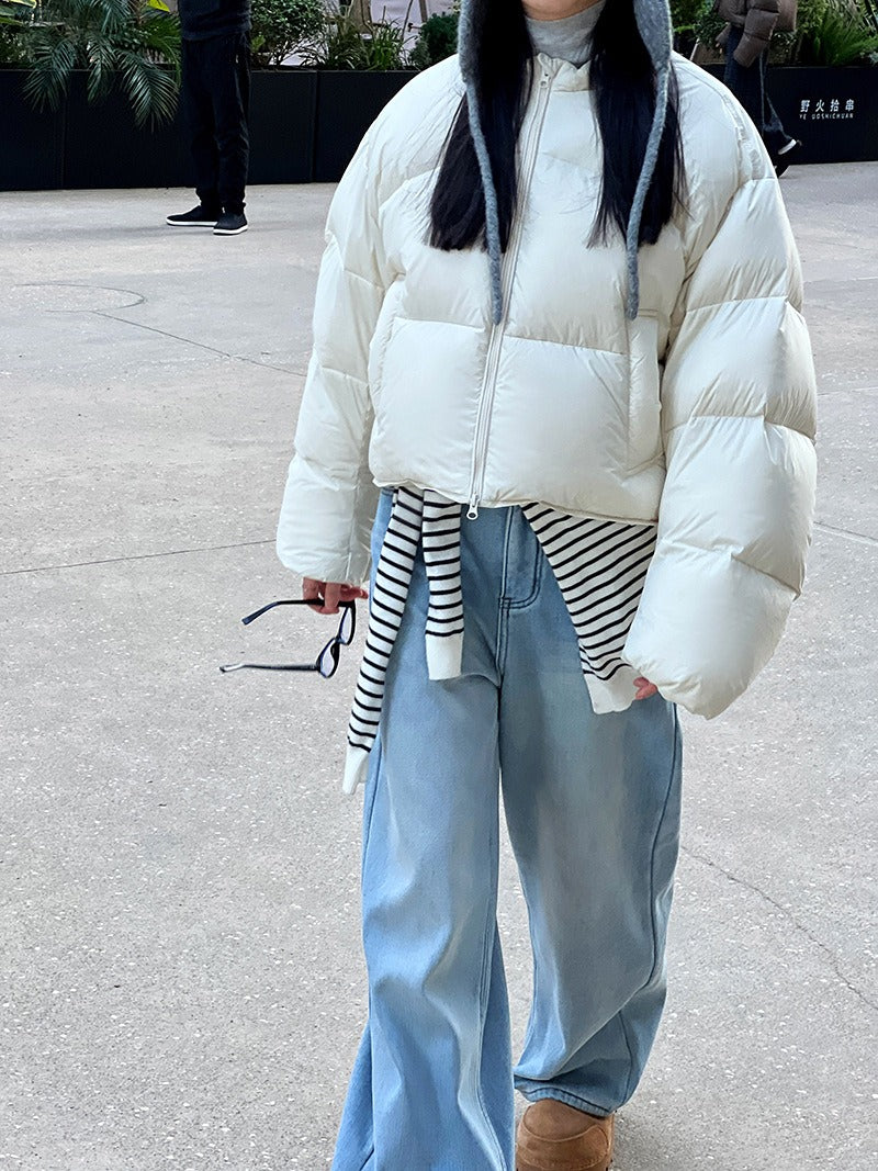 Fluffy White duck Down Puffer Jacket