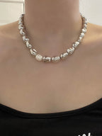Metal Pearl Fashion Beaded Necklace by painevida