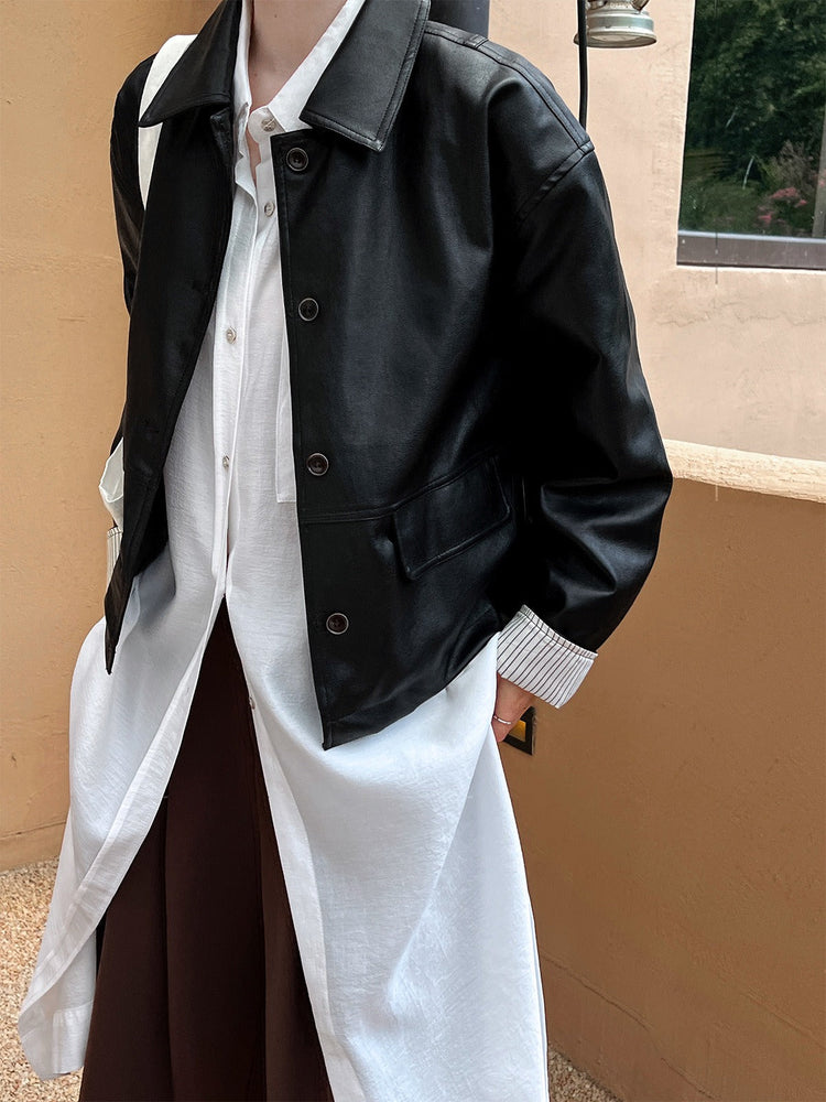 Retro PU Leather High-end Motorcycle Jacket by painevida