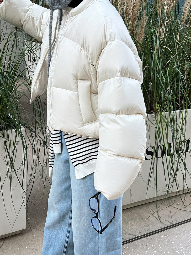 Fluffy White duck Down Puffer Jacket