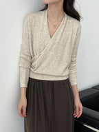 Cross-front Placket Soft Wool Sweater
