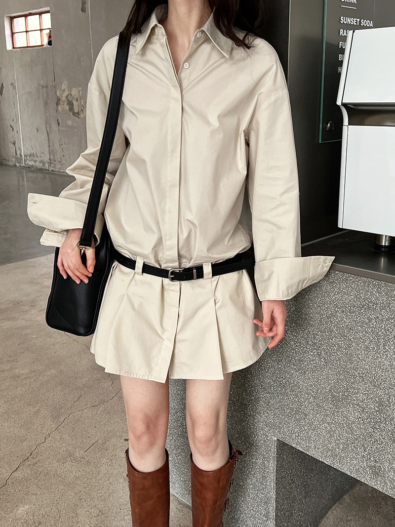 Polo Collar Slim Shirt Dress