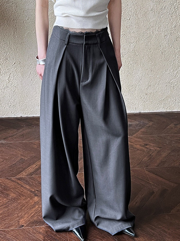 Lace-paneled Wide-leg Suit Pants by painevida