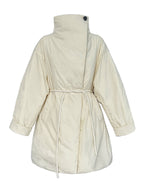 White Duck Down Stand Collar Warm Long Jacket