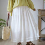 Double-layered Ramie Embroidered Straight-leg Cropped Trousers